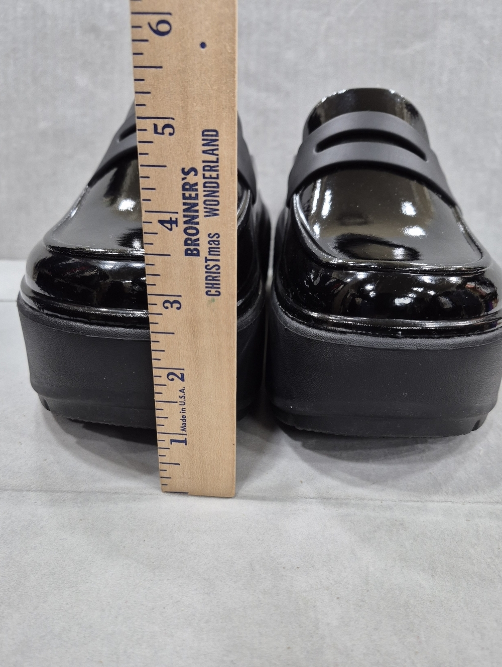 Crocs Stomp platform penny loafer mules women's 9 black super shiny chunky Y2K - Picture 5 of 14